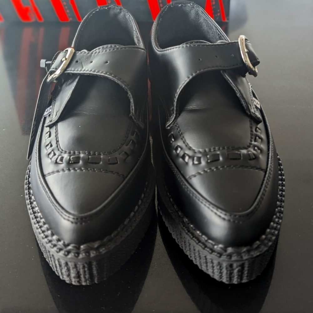 tuk Black Platform Creeper Shoe with Buckle - Picture 8 of 10